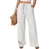 imageANRABESS Womens Wide Leg Palazzo Pants Casual Mid Waist Flowy Pants Beach Vacation Lounge Trousers with PocketsWhite