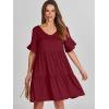 imageANRABESS Dresses for Women Summer 2025 V Neck Ruffle Sleeve A Line Tiered Flowy Casual Trendy Mini Beach Dress with PocketsBurgundy