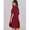 imageANRABESS Dresses for Women Summer 2025 V Neck Ruffle Sleeve A Line Tiered Flowy Casual Trendy Mini Beach Dress with PocketsBurgundy