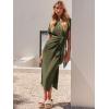 imageANRABESS Womens 2026 Summer Maxi Tshirt Dress Short Sleeve Crewneck Tie Waist Casual Slim Fit Slit Spring Long Beach DressesArmy Green