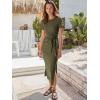 imageANRABESS Womens 2026 Summer Maxi Tshirt Dress Short Sleeve Crewneck Tie Waist Casual Slim Fit Slit Spring Long Beach DressesArmy Green
