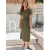 imageANRABESS Womens 2026 Summer Maxi Tshirt Dress Short Sleeve Crewneck Tie Waist Casual Slim Fit Slit Spring Long Beach DressesArmy Green