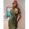 imageANRABESS Womens 2026 Summer Maxi Tshirt Dress Short Sleeve Crewneck Tie Waist Casual Slim Fit Slit Spring Long Beach DressesArmy Green