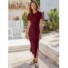 imageANRABESS Womens 2026 Summer Maxi Tshirt Dress Short Sleeve Crewneck Tie Waist Casual Slim Fit Slit Spring Long Beach DressesBurgundy