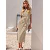 imageANRABESS Womens 2026 Summer Maxi Tshirt Dress Short Sleeve Crewneck Tie Waist Casual Slim Fit Slit Spring Long Beach DressesKhaki