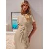 imageANRABESS Womens 2026 Summer Maxi Tshirt Dress Short Sleeve Crewneck Tie Waist Casual Slim Fit Slit Spring Long Beach DressesKhaki