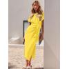 imageANRABESS Womens 2026 Summer Maxi Tshirt Dress Short Sleeve Crewneck Tie Waist Casual Slim Fit Slit Spring Long Beach DressesMustard Yellow