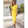 imageANRABESS Womens 2026 Summer Maxi Tshirt Dress Short Sleeve Crewneck Tie Waist Casual Slim Fit Slit Spring Long Beach DressesMustard Yellow