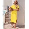 imageANRABESS Womens 2026 Summer Maxi Tshirt Dress Short Sleeve Crewneck Tie Waist Casual Slim Fit Slit Spring Long Beach DressesMustard Yellow