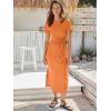 imageANRABESS Womens 2026 Summer Maxi Tshirt Dress Short Sleeve Crewneck Tie Waist Casual Slim Fit Slit Spring Long Beach DressesOrange