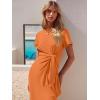 imageANRABESS Womens 2026 Summer Maxi Tshirt Dress Short Sleeve Crewneck Tie Waist Casual Slim Fit Slit Spring Long Beach DressesOrange