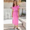 imageANRABESS Womens 2026 Summer Maxi Tshirt Dress Short Sleeve Crewneck Tie Waist Casual Slim Fit Slit Spring Long Beach DressesPink