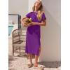 imageANRABESS Womens 2026 Summer Maxi Tshirt Dress Short Sleeve Crewneck Tie Waist Casual Slim Fit Slit Spring Long Beach DressesPurple