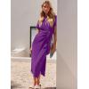 imageANRABESS Womens 2026 Summer Maxi Tshirt Dress Short Sleeve Crewneck Tie Waist Casual Slim Fit Slit Spring Long Beach DressesPurple