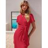 imageANRABESS Womens 2026 Summer Maxi Tshirt Dress Short Sleeve Crewneck Tie Waist Casual Slim Fit Slit Spring Long Beach DressesRed