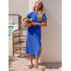 imageANRABESS Womens 2026 Summer Maxi Tshirt Dress Short Sleeve Crewneck Tie Waist Casual Slim Fit Slit Spring Long Beach DressesRoyal Blue