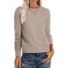 imageANRABESS Sweaters for Women Loose Fit Lightweight Soft Dressy Scalloped Long Sleeve Pullover Tops 2025 Fall Casual OutfitsKhaki