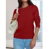 imageANRABESS Sweaters for Women Loose Fit Lightweight Soft Dressy Scalloped Long Sleeve Pullover Tops 2025 Fall Casual OutfitsRed