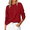 imageANRABESS Sweaters for Women Loose Fit Lightweight Soft Dressy Scalloped Long Sleeve Pullover Tops 2025 Fall Casual OutfitsRed