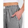imageANRABESS Women Striped Gingham Palazzo Cropped Pants Wide Leg Pajama Lounge Pant Plaid PJ Bottoms Cute Trousers with PocketsBlack White Plaid