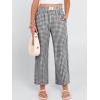 imageANRABESS Women Striped Gingham Palazzo Cropped Pants Wide Leg Pajama Lounge Pant Plaid PJ Bottoms Cute Trousers with PocketsBlack White Plaid