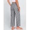 imageANRABESS Women Striped Gingham Palazzo Cropped Pants Wide Leg Pajama Lounge Pant Plaid PJ Bottoms Cute Trousers with PocketsBlack White Plaid
