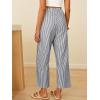 imageANRABESS Women Striped Gingham Palazzo Cropped Pants Wide Leg Pajama Lounge Pant Plaid PJ Bottoms Cute Trousers with PocketsBlack White Stripe