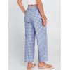 imageANRABESS Women Striped Gingham Palazzo Cropped Pants Wide Leg Pajama Lounge Pant Plaid PJ Bottoms Cute Trousers with PocketsBlue White Plaid