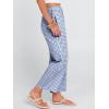 imageANRABESS Women Striped Gingham Palazzo Cropped Pants Wide Leg Pajama Lounge Pant Plaid PJ Bottoms Cute Trousers with PocketsBlue White Plaid