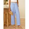 imageANRABESS Women Striped Gingham Palazzo Cropped Pants Wide Leg Pajama Lounge Pant Plaid PJ Bottoms Cute Trousers with PocketsBlue White Stripe