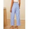 imageANRABESS Women Striped Gingham Palazzo Cropped Pants Wide Leg Pajama Lounge Pant Plaid PJ Bottoms Cute Trousers with PocketsBlue White Stripe