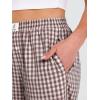 imageANRABESS Women Striped Gingham Palazzo Cropped Pants Wide Leg Pajama Lounge Pant Plaid PJ Bottoms Cute Trousers with PocketsBrown White Plaid