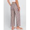 imageANRABESS Women Striped Gingham Palazzo Cropped Pants Wide Leg Pajama Lounge Pant Plaid PJ Bottoms Cute Trousers with PocketsBrown White Plaid