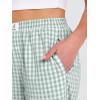 imageANRABESS Women Striped Gingham Palazzo Cropped Pants Wide Leg Pajama Lounge Pant Plaid PJ Bottoms Cute Trousers with PocketsGreen White Plaid
