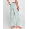 imageANRABESS Women Striped Gingham Palazzo Cropped Pants Wide Leg Pajama Lounge Pant Plaid PJ Bottoms Cute Trousers with PocketsGreen White Plaid