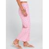 imageANRABESS Women Striped Gingham Palazzo Cropped Pants Wide Leg Pajama Lounge Pant Plaid PJ Bottoms Cute Trousers with PocketsPink White Plaid