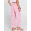 imageANRABESS Women Striped Gingham Palazzo Cropped Pants Wide Leg Pajama Lounge Pant Plaid PJ Bottoms Cute Trousers with PocketsPink White Plaid