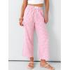 imageANRABESS Women Striped Gingham Palazzo Cropped Pants Wide Leg Pajama Lounge Pant Plaid PJ Bottoms Cute Trousers with PocketsPink White Plaid