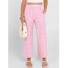 imageANRABESS Women Striped Gingham Palazzo Cropped Pants Wide Leg Pajama Lounge Pant Plaid PJ Bottoms Cute Trousers with PocketsPink White Plaid