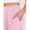 imageANRABESS Women Striped Gingham Palazzo Cropped Pants Wide Leg Pajama Lounge Pant Plaid PJ Bottoms Cute Trousers with PocketsPink White Plaid