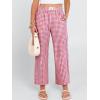 imageANRABESS Women Striped Gingham Palazzo Cropped Pants Wide Leg Pajama Lounge Pant Plaid PJ Bottoms Cute Trousers with PocketsRed White Plaid