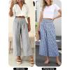 imageANRABESS Women Striped Gingham Wide Leg Palazzo Pants Casual Lounge Cute Comfy Plaid Checkered Pajama PJ Bottoms with PocketsBlue White Plaid