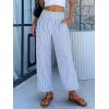 imageANRABESS Women Striped Gingham Wide Leg Palazzo Pants Casual Lounge Cute Comfy Plaid Checkered Pajama PJ Bottoms with PocketsBlue White Stripe