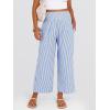 imageANRABESS Women Striped Gingham Wide Leg Palazzo Pants Casual Lounge Cute Comfy Plaid Checkered Pajama PJ Bottoms with PocketsBlue White Stripe