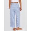 imageANRABESS Women Striped Gingham Wide Leg Palazzo Pants Casual Lounge Cute Comfy Plaid Checkered Pajama PJ Bottoms with PocketsBlue White Stripe