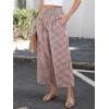 imageANRABESS Women Striped Gingham Wide Leg Palazzo Pants Casual Lounge Cute Comfy Plaid Checkered Pajama PJ Bottoms with PocketsBrown White Plaid