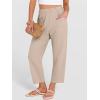 imageANRABESS Womens Cropped Pants 2026 Summer Casual Elastic High Waisted Lounge Capri Tapered Ankle Beach Trousers Work OutfitsBeige