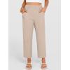 imageANRABESS Womens Cropped Pants 2026 Summer Casual Elastic High Waisted Lounge Capri Tapered Ankle Beach Trousers Work OutfitsBeige