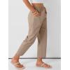 imageANRABESS Womens Cropped Pants 2026 Summer Casual Elastic High Waisted Lounge Capri Tapered Ankle Beach Trousers Work OutfitsKhaki