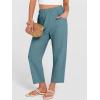imageANRABESS Womens Cropped Pants 2026 Summer Casual Elastic High Waisted Lounge Capri Tapered Ankle Beach Trousers Work OutfitsLake Bule